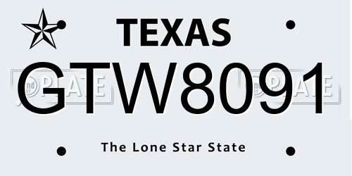 GTW8091 Texas License Plate