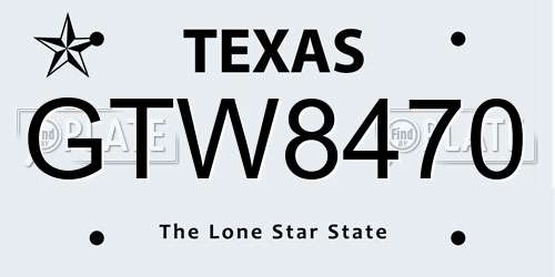 GTW8470 Texas License Plate