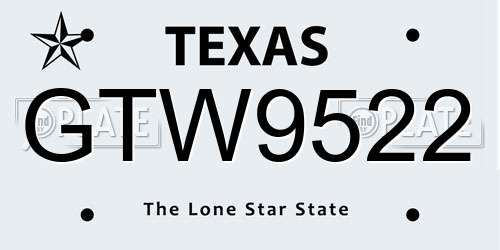 GTW9522 Texas License Plate