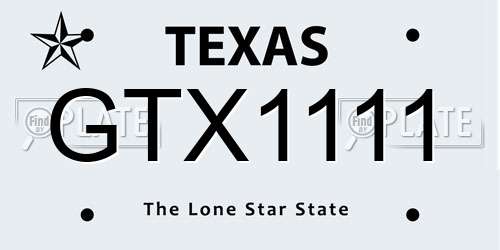 GTX1111 Texas License Plate