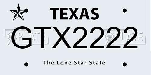 GTX2222 Texas License Plate