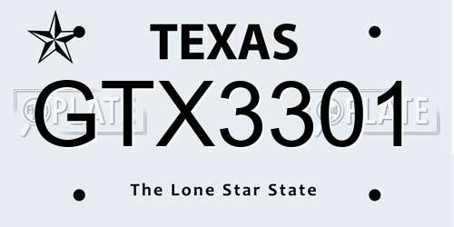 GTX3301 Texas License Plate