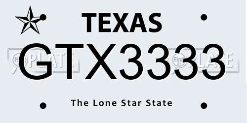 GTX3333 Texas License Plate