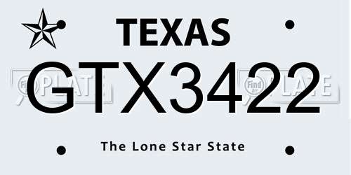 GTX3422 Texas License Plate