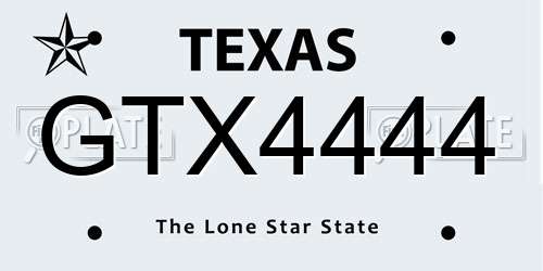 GTX4444 Texas License Plate