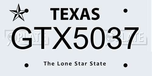 GTX5037 Texas License Plate