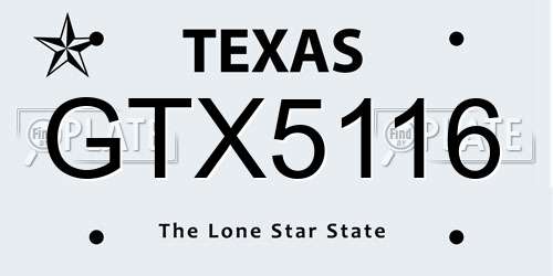 GTX5116 Texas License Plate