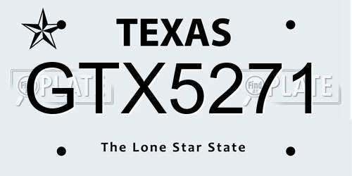 GTX5271 Texas License Plate