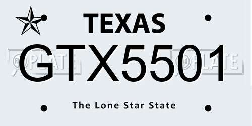 GTX5501 Texas License Plate