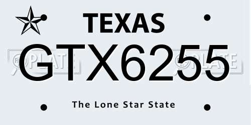 GTX6255 Texas License Plate
