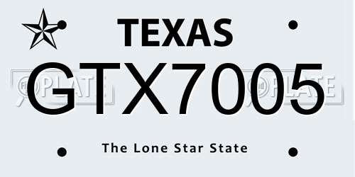 GTX7005 Texas License Plate