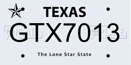 GTX7013 Texas License Plate