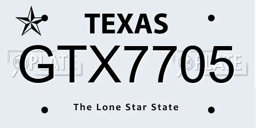GTX7705 Texas License Plate