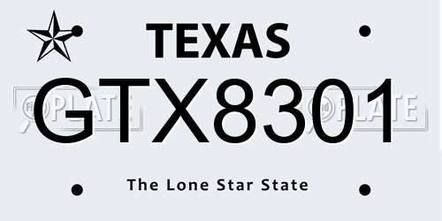 GTX8301 Texas License Plate
