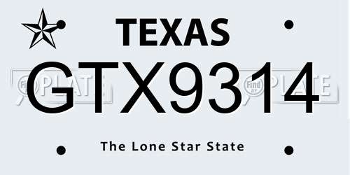 GTX9314 Texas License Plate
