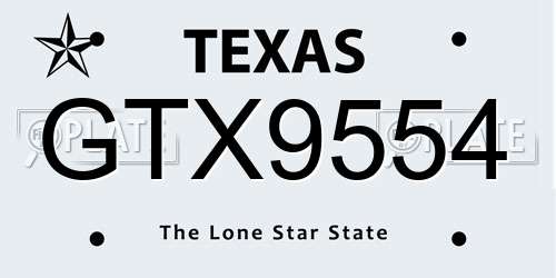 GTX9554 Texas License Plate