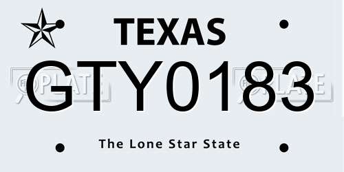 GTY0183 Texas License Plate