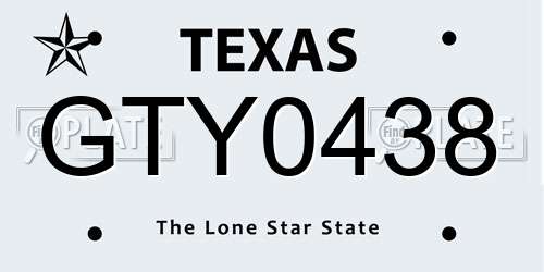 GTY0438 Texas License Plate