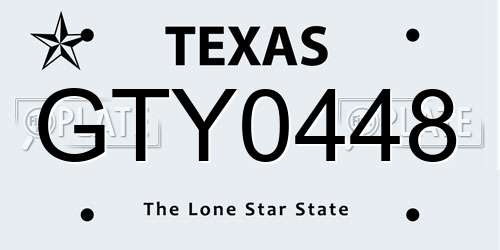 GTY0448 Texas License Plate