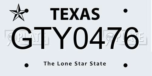 GTY0476 Texas License Plate