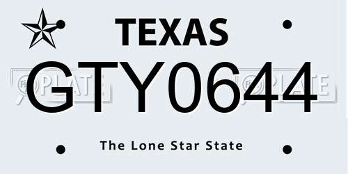 GTY0644 Texas License Plate