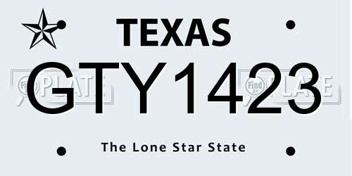 GTY1423 Texas License Plate