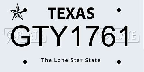 GTY1761 Texas License Plate