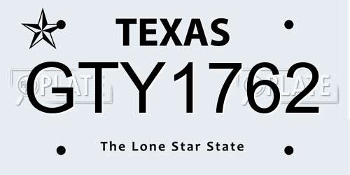GTY1762 Texas License Plate