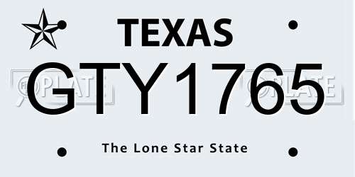 GTY1765 Texas License Plate