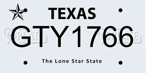 GTY1766 Texas License Plate