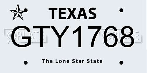 GTY1768 Texas License Plate