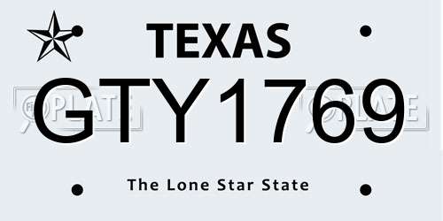 GTY1769 Texas License Plate