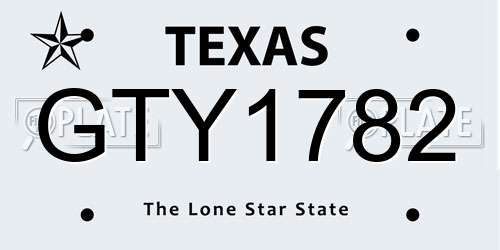 GTY1782 Texas License Plate