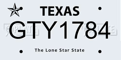 GTY1784 Texas License Plate