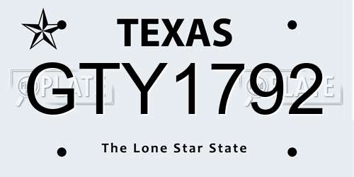 GTY1792 Texas License Plate