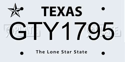 GTY1795 Texas License Plate