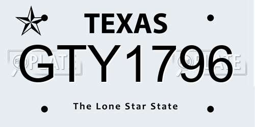 GTY1796 Texas License Plate