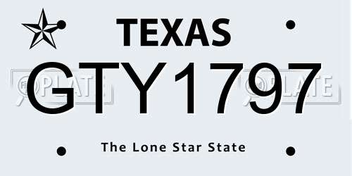 GTY1797 Texas License Plate