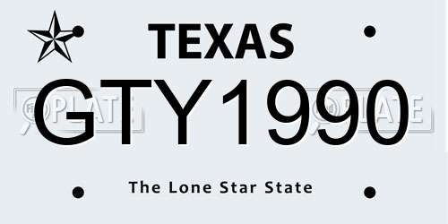 GTY1990 Texas License Plate