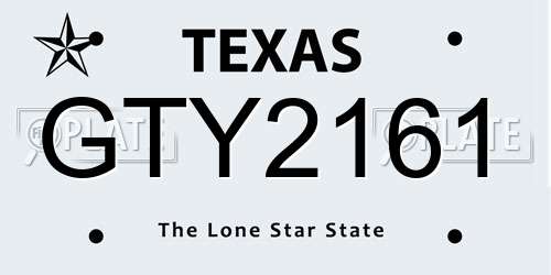 GTY2161 Texas License Plate