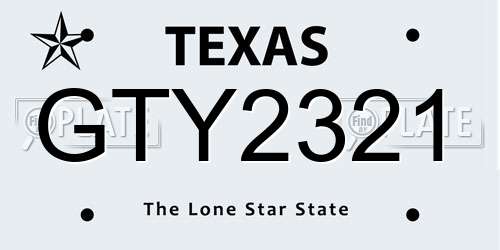 GTY2321 Texas License Plate