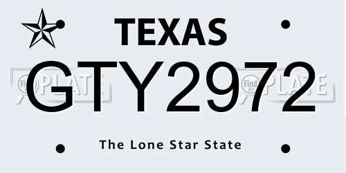 GTY2972 Texas License Plate