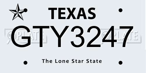 GTY3247 Texas License Plate