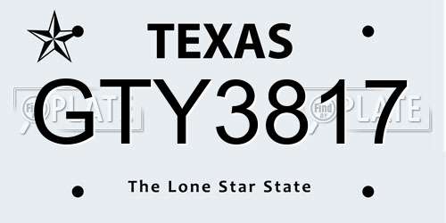GTY3817 Texas License Plate