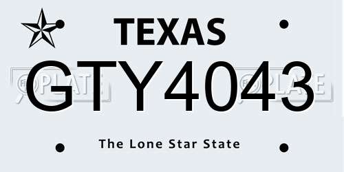 GTY4043 Texas License Plate