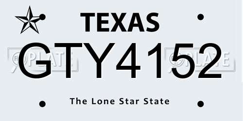 GTY4152 Texas License Plate