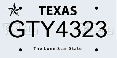 GTY4323 Texas License Plate