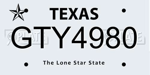 GTY4980 Texas License Plate