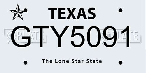 GTY5091 Texas License Plate