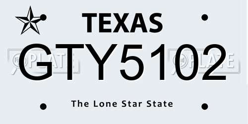 GTY5102 Texas License Plate